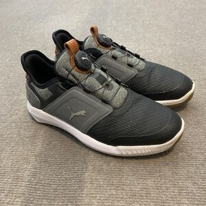 Puma Ignite Disc Golf Shoes Mens 7.5 Black Gray Spikeless Athletic 376080-07